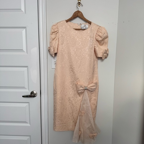 Vintage Elegant 100% silk Dress with Bow Accent coquette feminine Victorian 6 - Picture 3 of 9